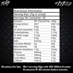 BOLD Nutrition Fury Pre Workout 30 Servings